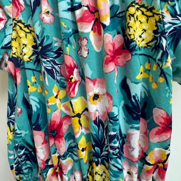 Real Love Toddler Girl Size 4 Floral Tropical Romper - Blue and Yellow - Picture 2 of 9